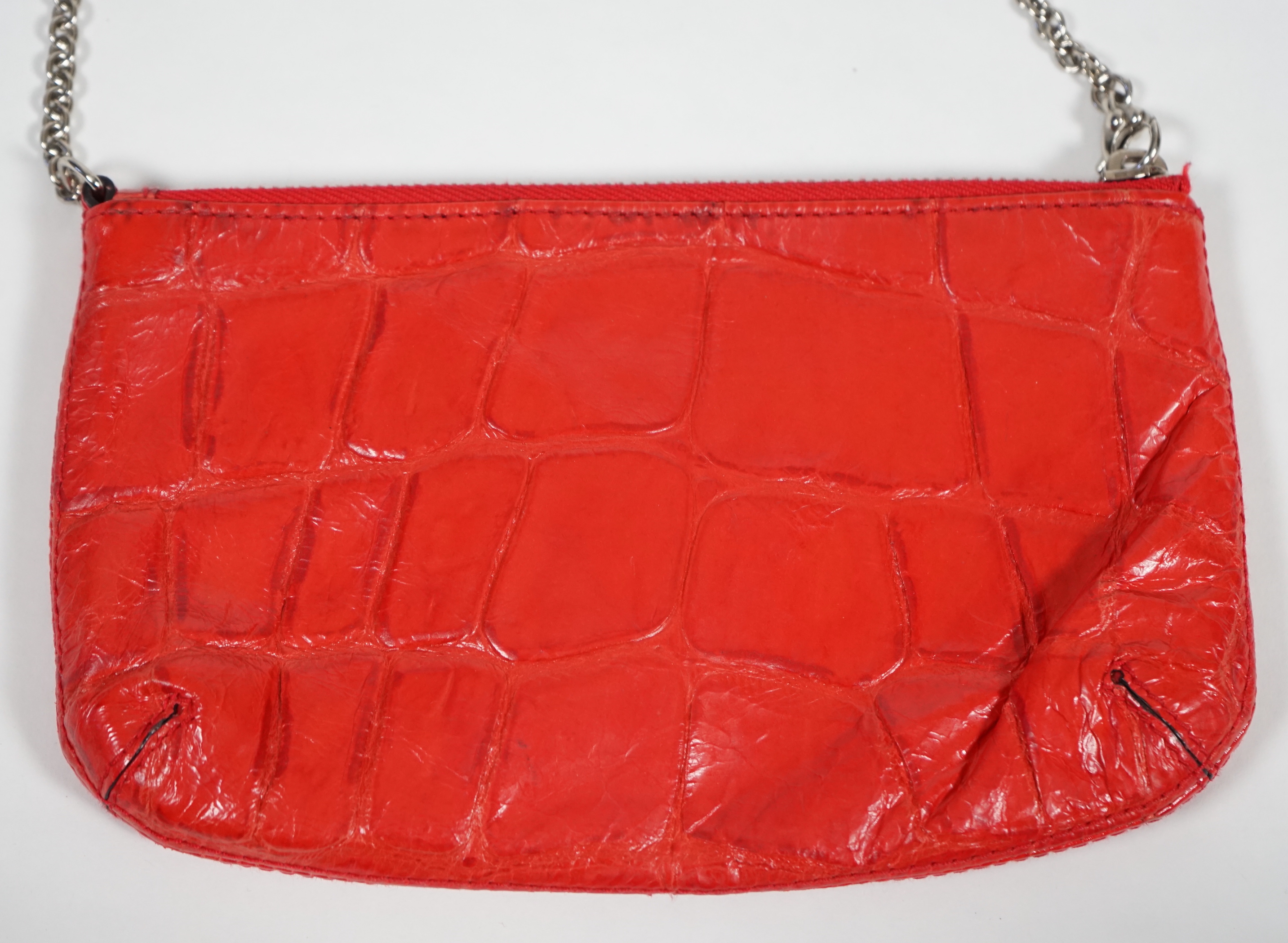 A Mulberry cherry red patent leather Charlie Pouch, width 20cm, height 13cm